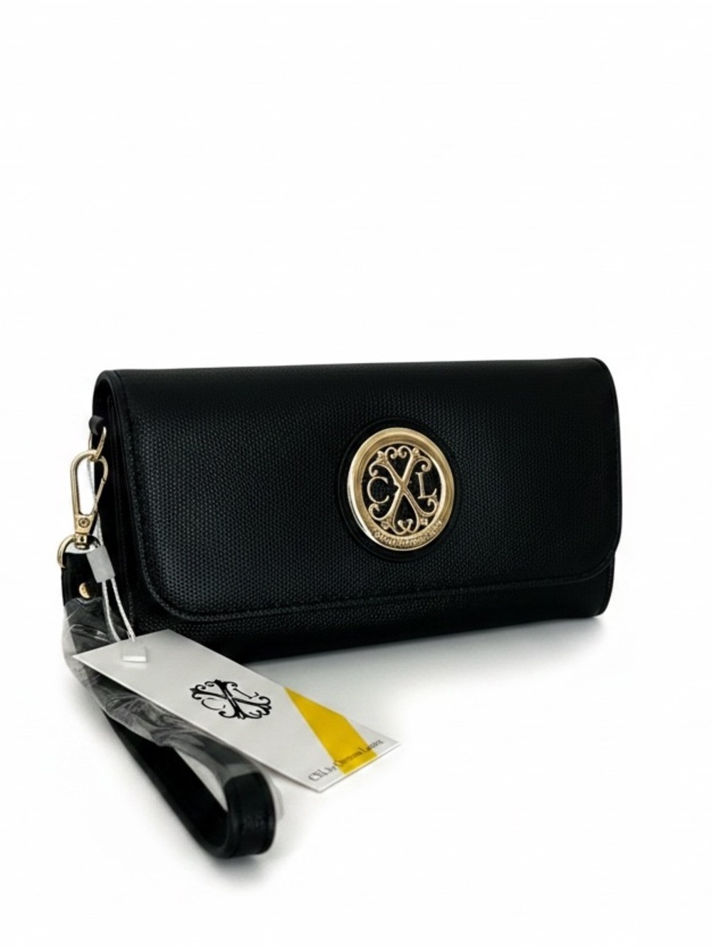 New CXL by Christian Lacroix Bali Caviar small clutch wristlet in black NWT $78